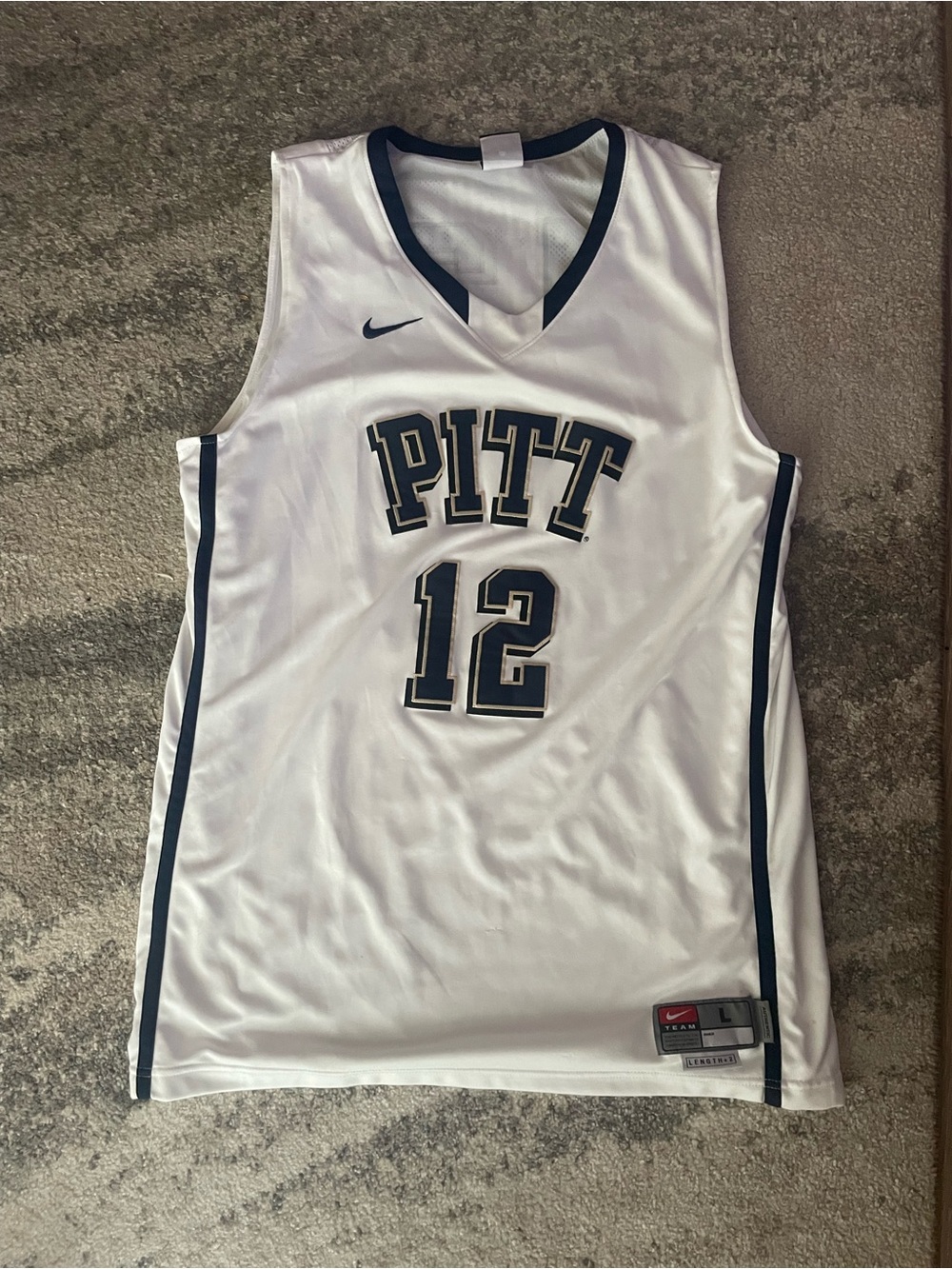 Nike University of Pittsburgh Pitt Panthers #12 Basketball Jersey with Navy Trim
